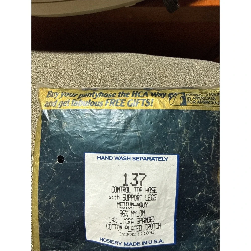 NOS 1 Pair Silkies Pantyhose Control Top Hose W/ Support Legs Medium Size Navy
